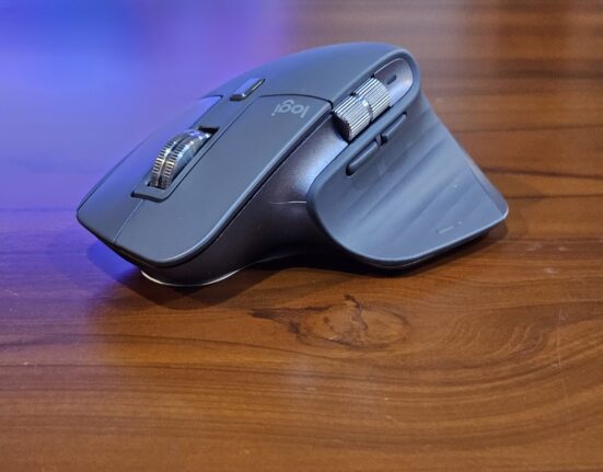 Wireless computer mouse on a desk used for office work