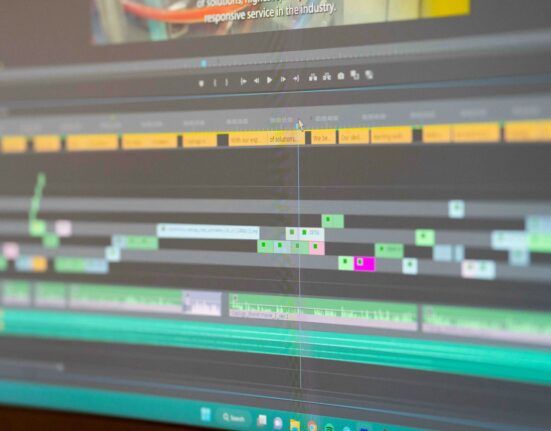 Video editing workspace comparing text to video AI vs template video makers